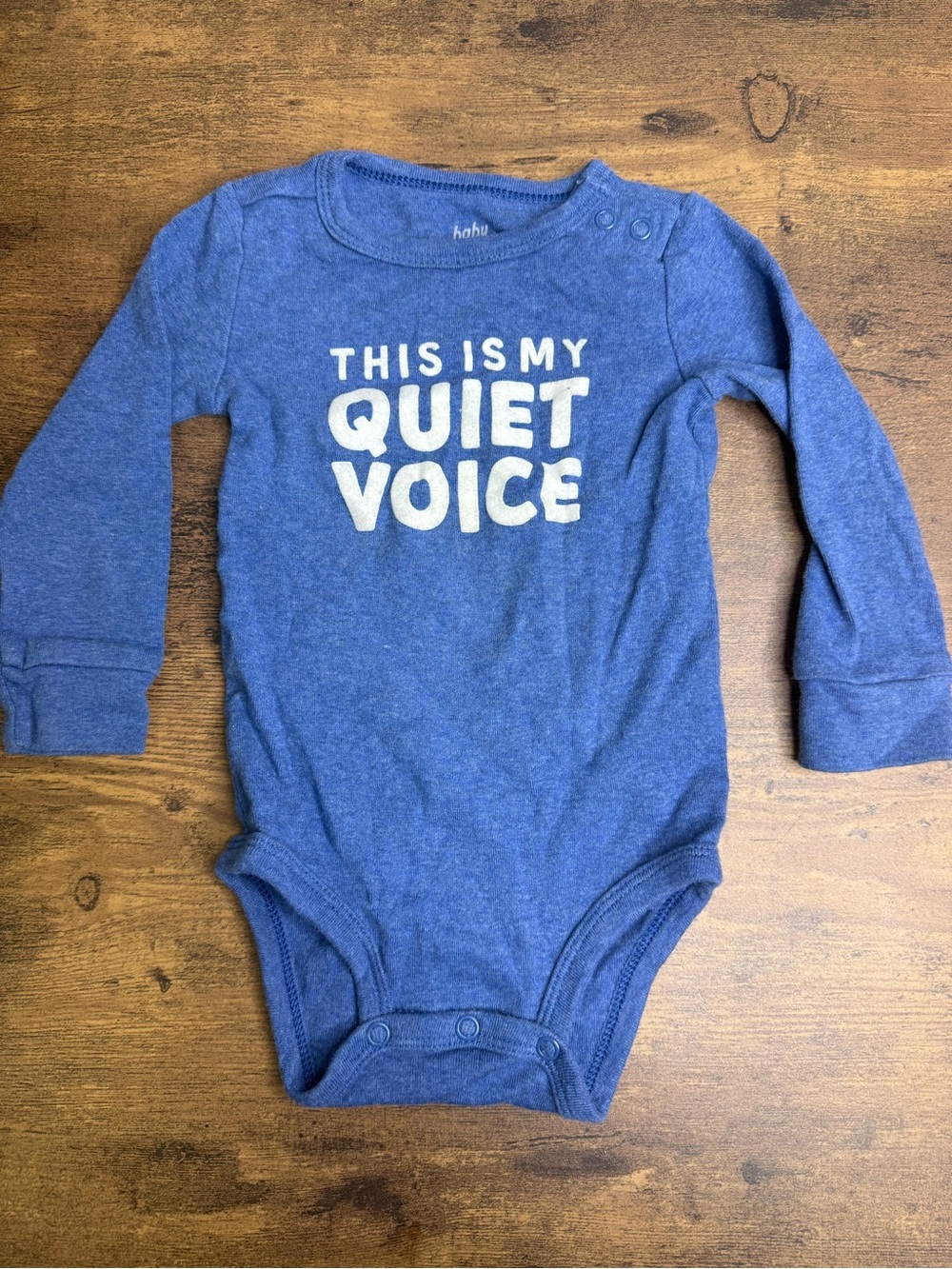 ⭐️5 for $20⭐️ OshKosh Blue Baby Bodysuit "This Is My Quiet Voice" 12M